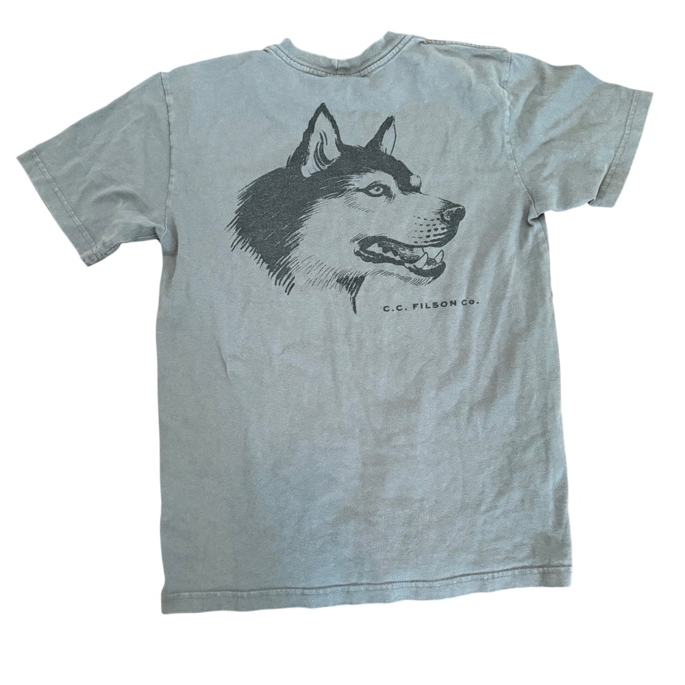 C.C. Filson Co. T-Shirt Gray Husky Dog Graphic Made In USA Size XS 100% Cotton‎